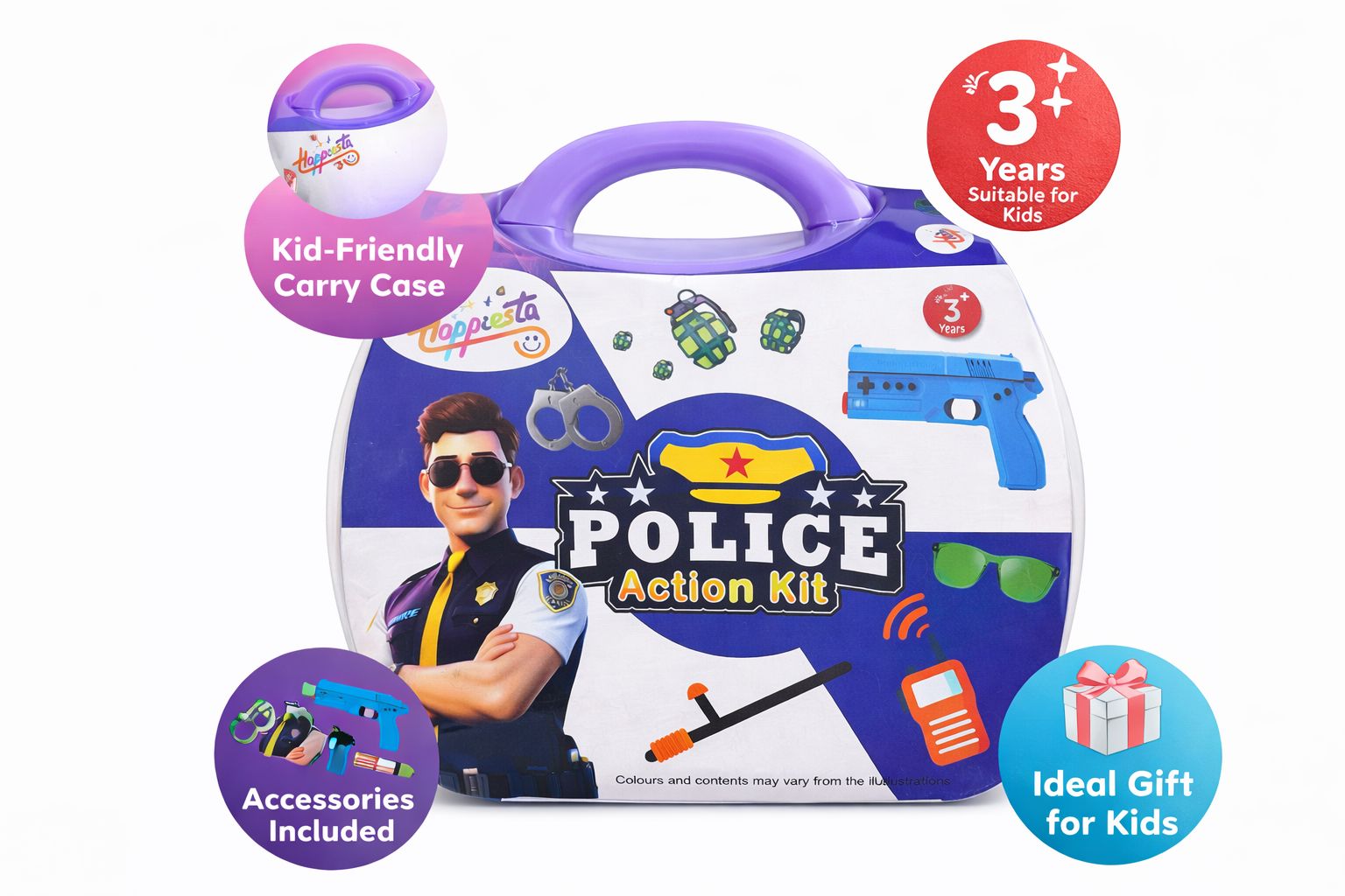 Kids Police Action Play Set with Carry Case – Pretend Police Role Play Toy for Kids (3+ Years) - Image 2
