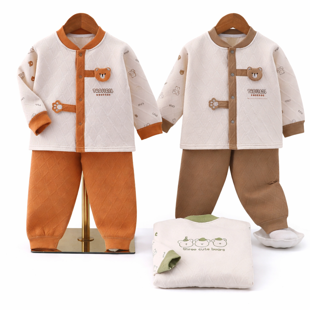 Newborn Baby Winter Suit Set | Quilted Jacket & Pants | Soft Cotton Blend (0–12 Months)