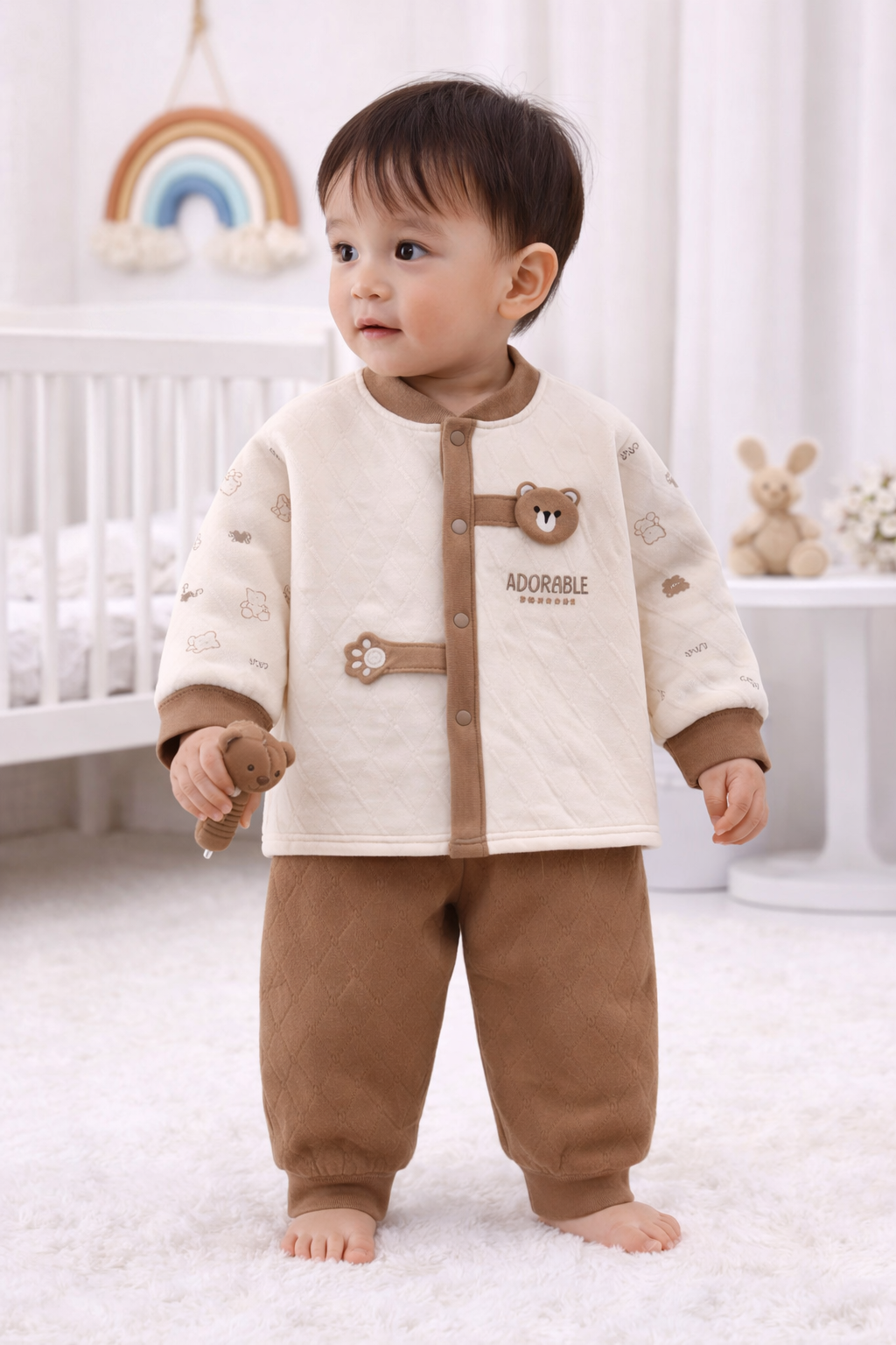 Newborn Baby Winter Suit Set | Quilted Jacket & Pants | Soft Cotton Blend (0–12 Months) - Image 3