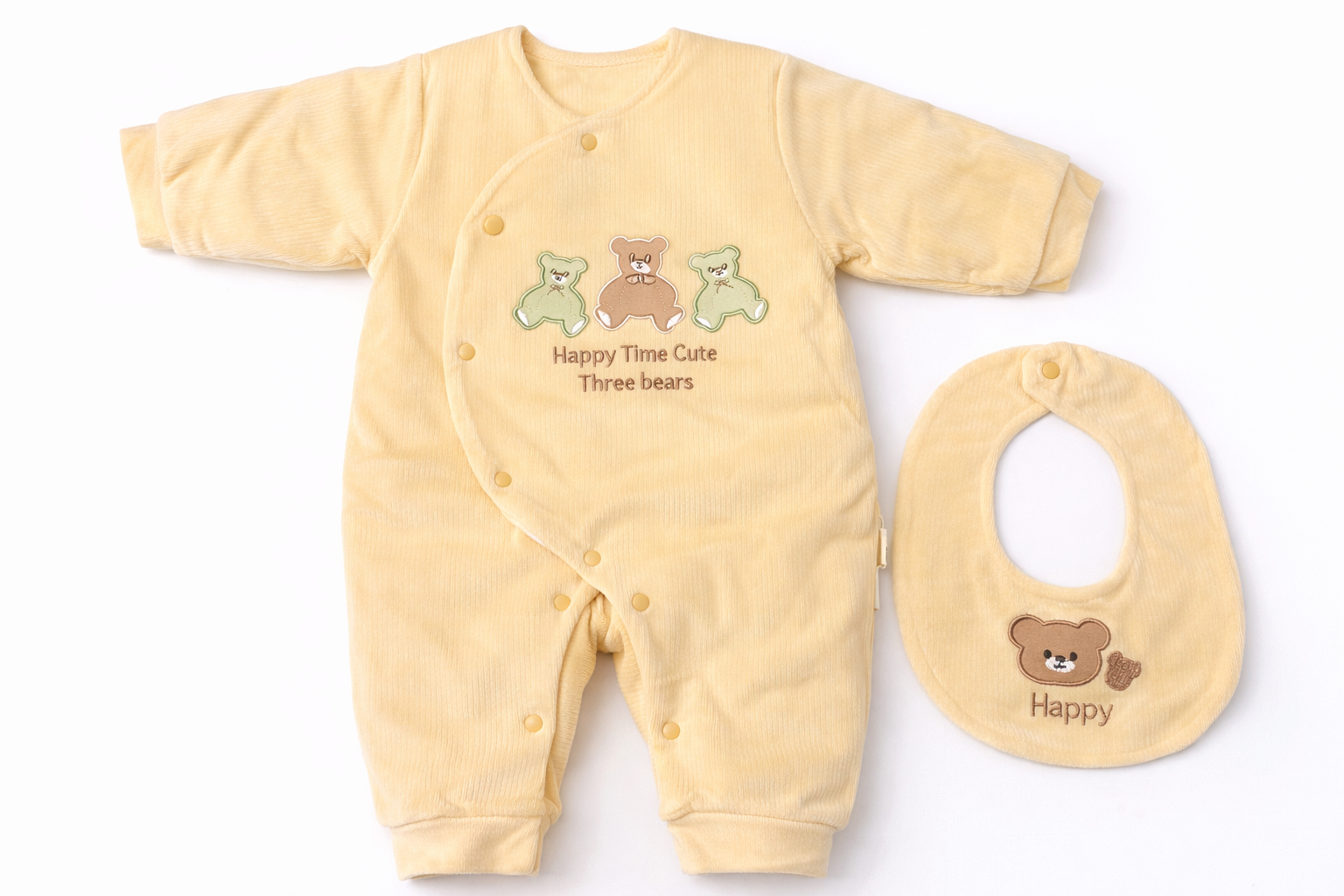Newborn Winter Romper Set with Matching Bib (Organic Cotton)