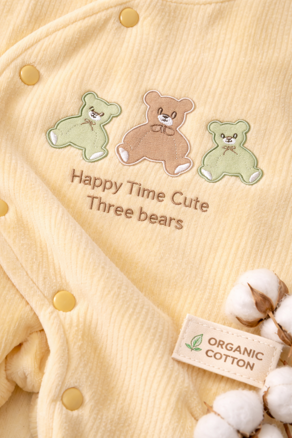Newborn Winter Romper Set with Matching Bib (Organic Cotton) - Image 2