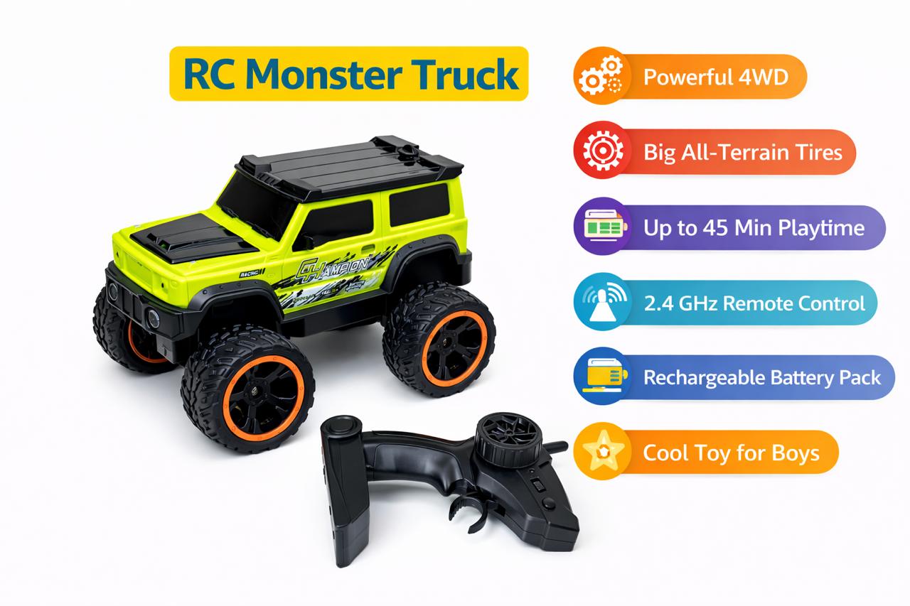 RC Spray Monster Truck Toy – High Speed 4WD Rechargeable Remote Control Car for Kids - Image 2